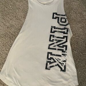 PINK Victoria's Secret White Tank Top with Black Logo